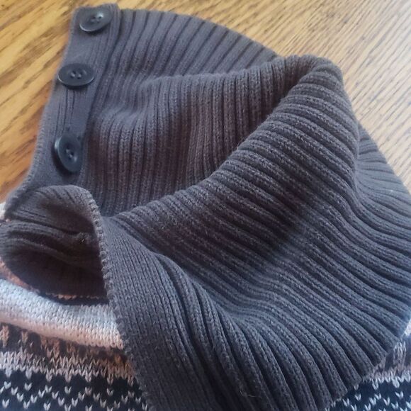 Hannah Womens L Cotton Striped Knit Sweater Patterned Pull Over Turtleneck - Picture 2 of 7